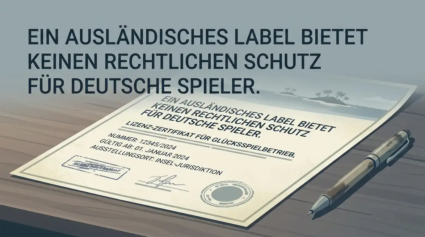 Symbolbild einer ausländischen Glücksspiellizenz aus Curaçao ohne deutschen Schutz