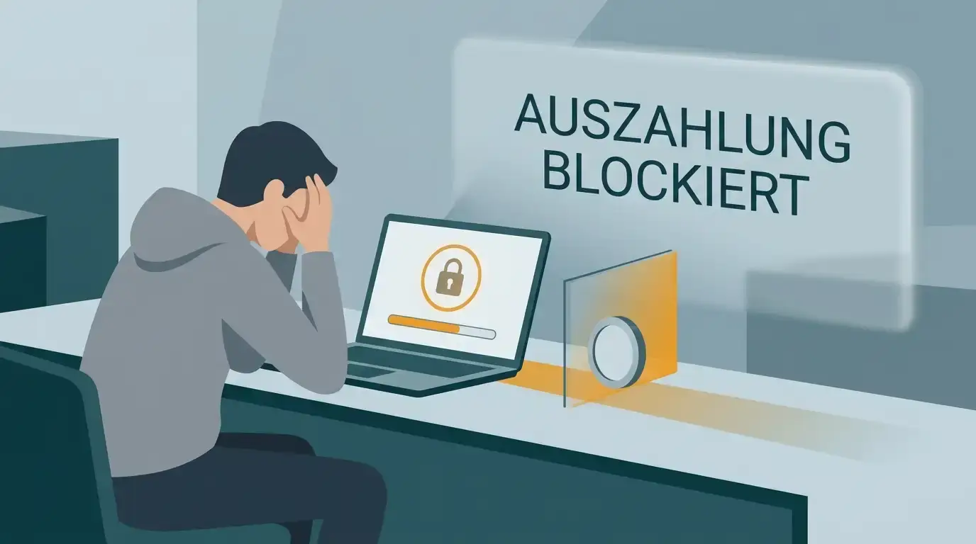 Symbolbild eines blockierten Auszahlungsantrags bei einem Anbieter ohne Lizenz