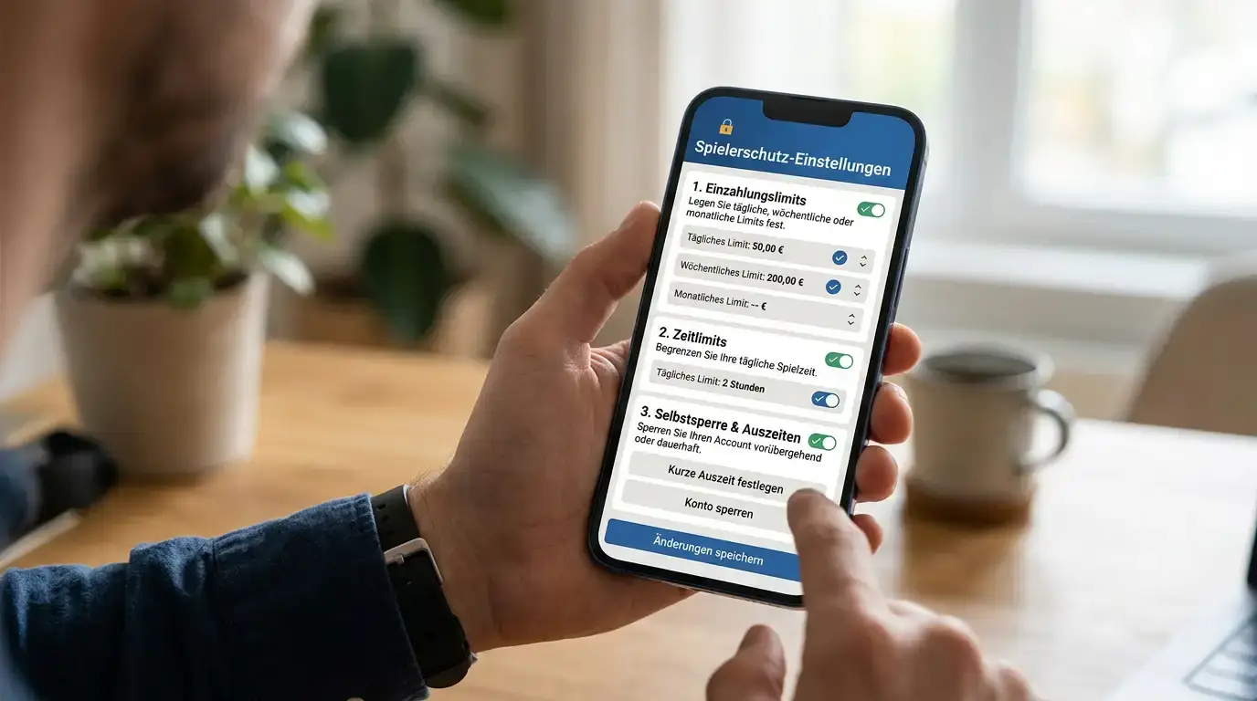 Smartphone mit OASIS-Sperrsystem und Spielerschutz-Einstellungen