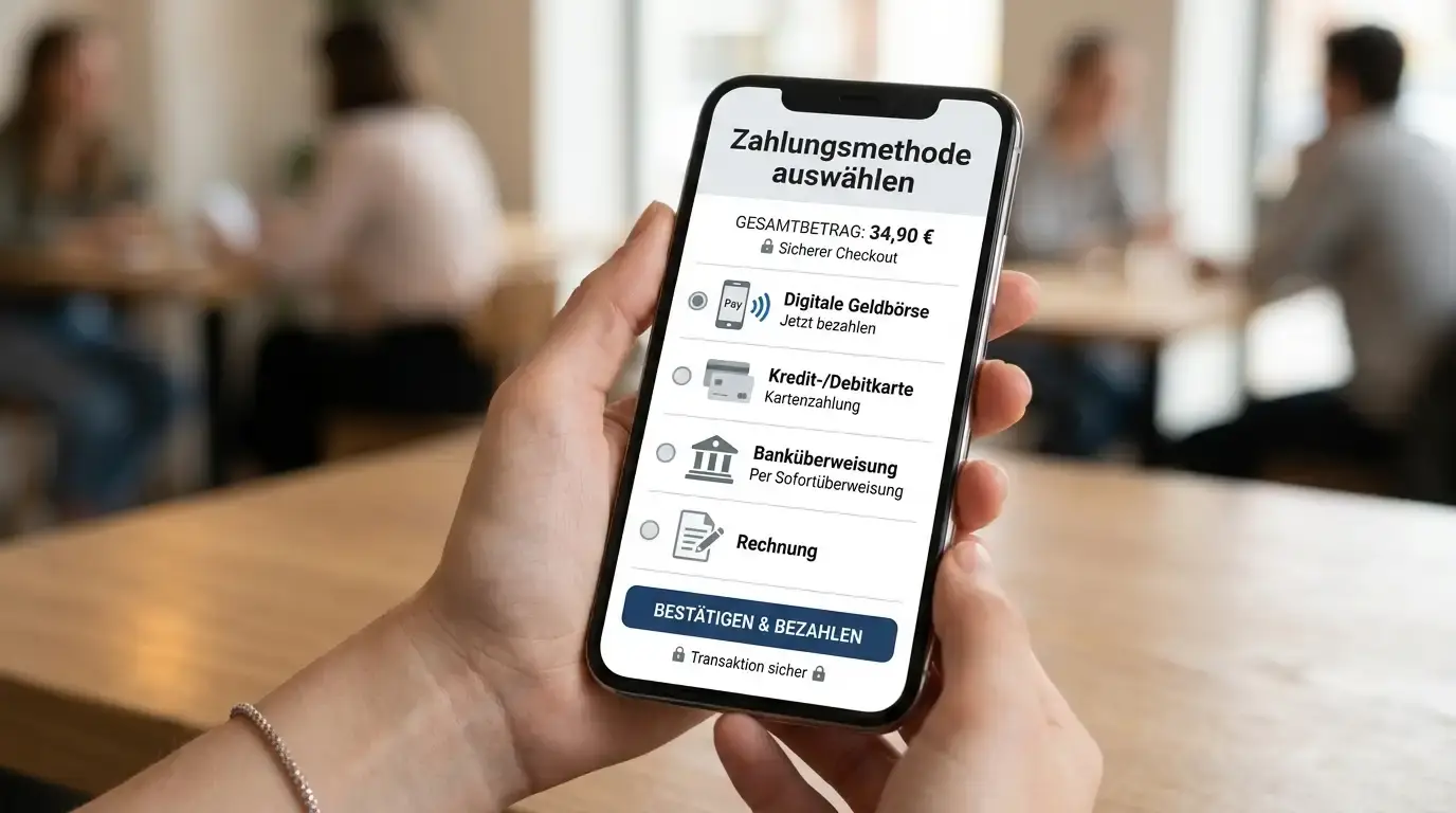 Smartphone mit Casino-Zahlungsmethoden PayPal, Skrill, Trustly, Apple Pay