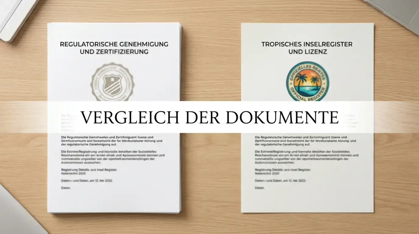 Dokument mit GGL-Logo und Curaçao-Lizenzsiegel nebeneinander auf einem Schreibtisch