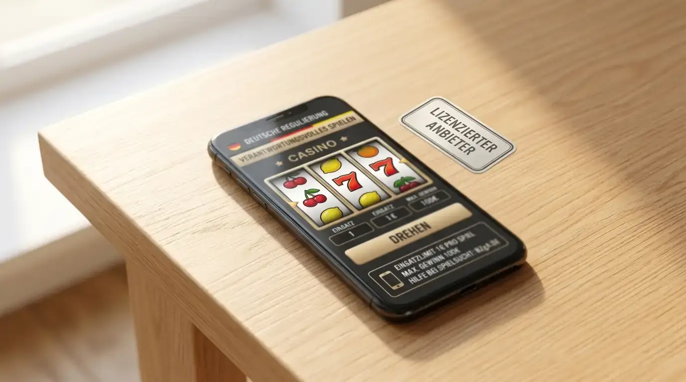 Smartphone mit bwin Casino Web-App und GGL-Lizenz-Siegel