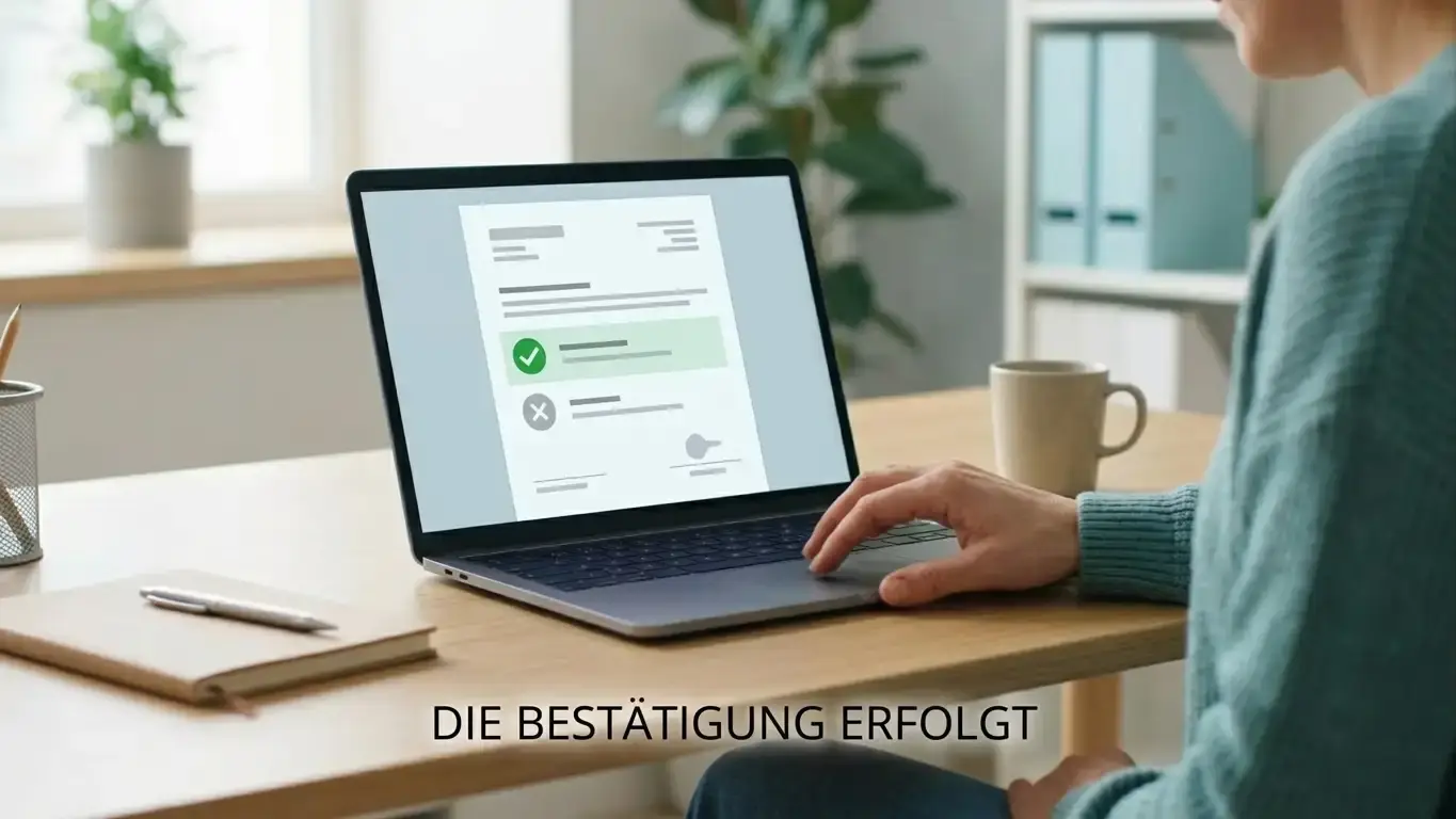 Person prüft einen Anbieter auf der offiziellen Erlaubnisliste am Laptop