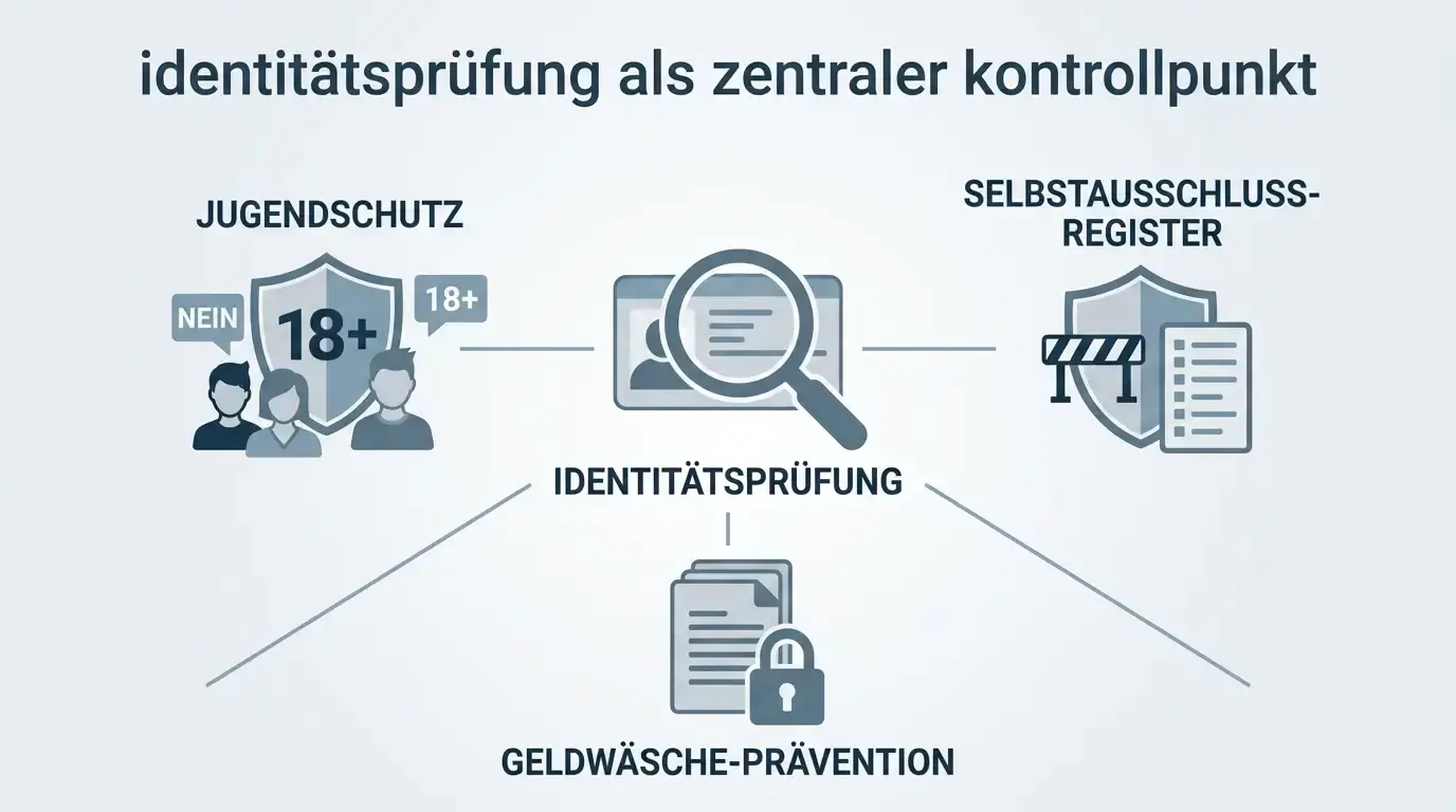 Schema wie die Verifizierung Jugendschutz, OASIS-Sperre und Geldwäsche-Prävention absichert