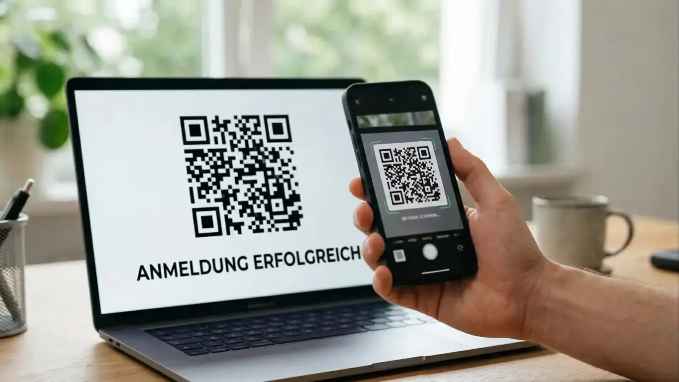 Hand scannt einen QR-Code auf dem Smartphone zur Einzahlung mit MuchBetter
