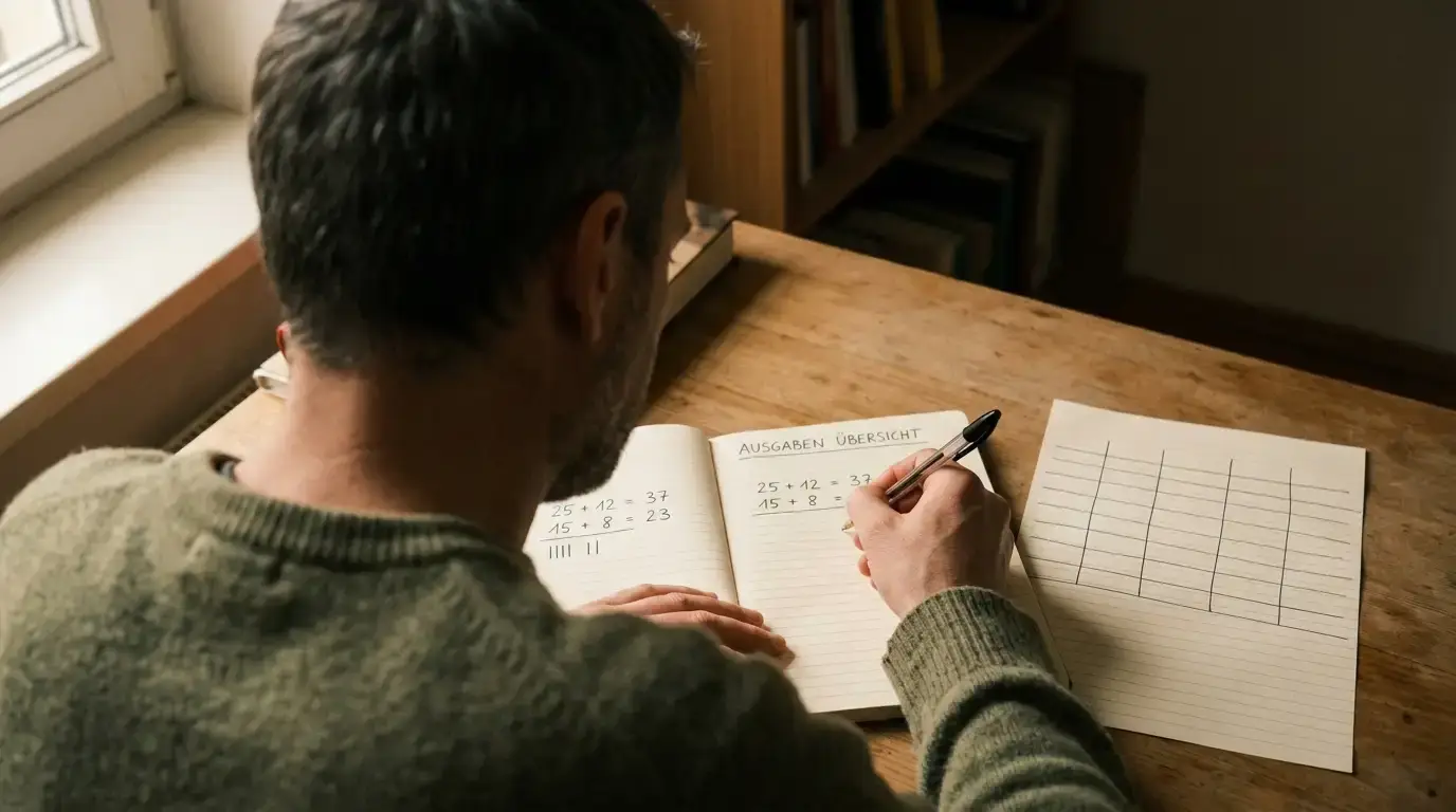 Notizblock mit handschriftlicher Rechnung zum realen Wert eines Bonus