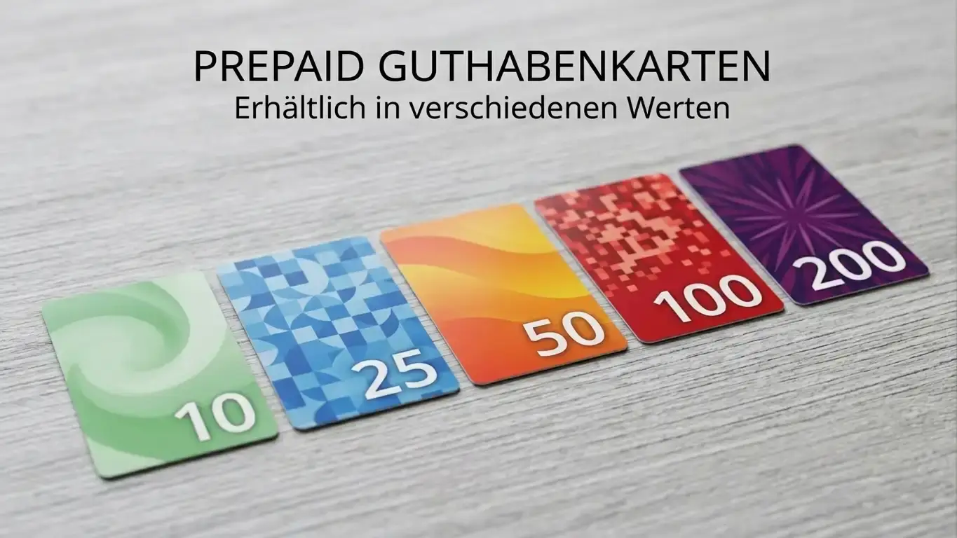 Prepaid-Codes mit unterschiedlichen Beträgen als Symbol für Einzahlungslimits