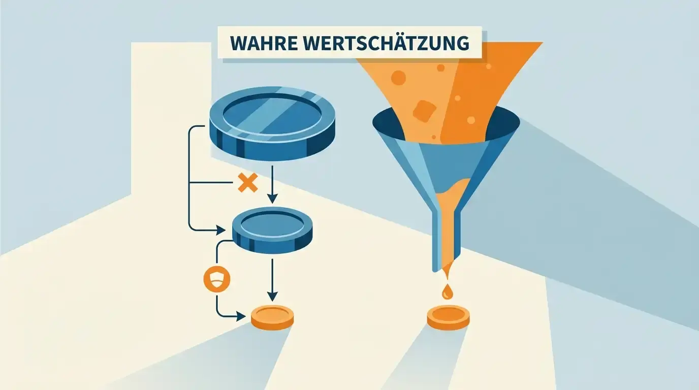 Berechnung des Realwerts eines Bonus ohne Einzahlung mit Bonusbetrag, Umsatzfaktor und Höchstauszahlung als Rechenschritte