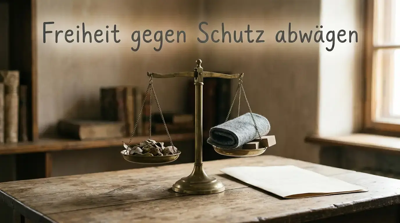 Waage als Sinnbild für die Abwägung zwischen Spielfreiheit und Spielerschutz
