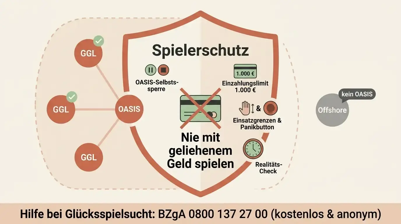 Spielerschutz mit OASIS und dem Grundsatz, nie auf Kredit zu spielen