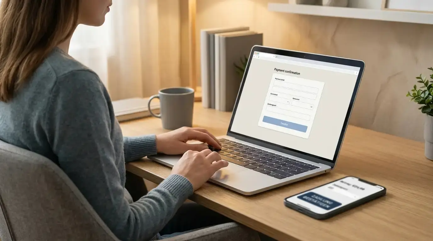 Person am Laptop bei Ein- und Auszahlung in einer legalen Online-Spielothek