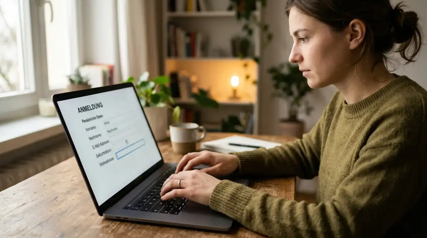 Person aktiviert ein Guthaben am Laptop mit Aktionscode-Eingabe
